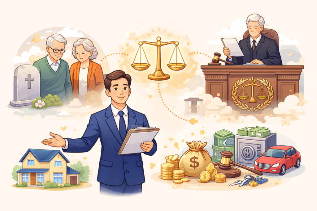 ผู้จัดการมรดก คือ บุคคลที่ศาลแต่งตั้งให้มีอำนาจจัดการทรัพย์สินของผู้ตายอย่างถูกต้องตามกฎหมาย