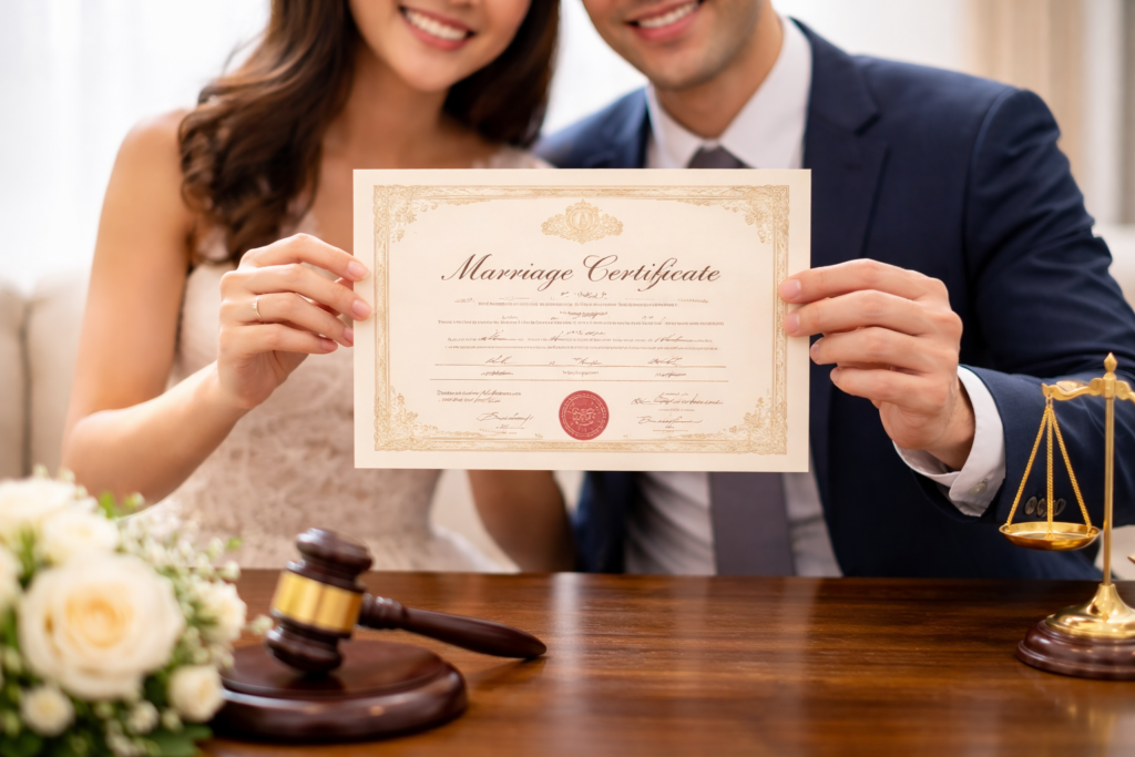 สถานะคู่สมรสจะเกิดขึ้นได้ก็ต่อเมื่อมีการจดทะเบียนสมรสเท่านั้น